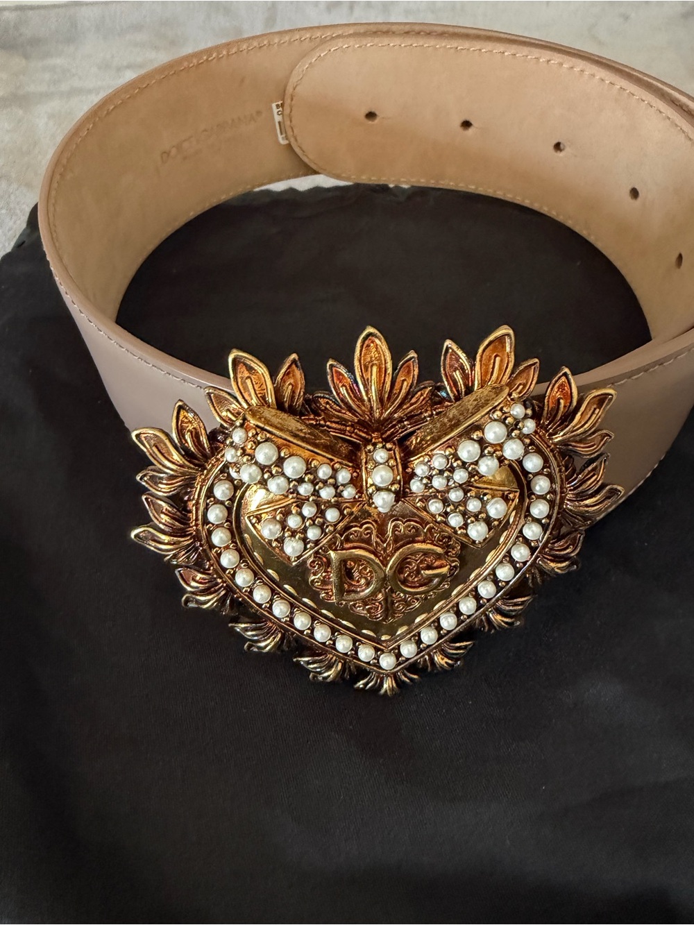 Dolce & Gabbana Beige/Taupe DEVOTION Belt Size 75